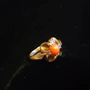 Vintage Christian Bauer Coral & 8k gold Vintage ring